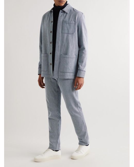 Gabriela Hearst Gray Silas Striped Cotton Overshirt for men