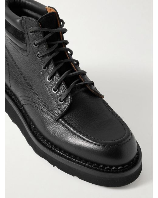 Yuketen Black Suede-Trimmed Full-Grain Leather Boots for men