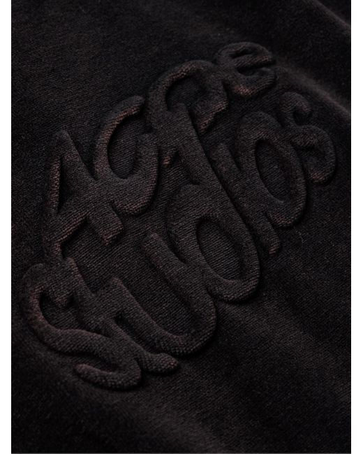 Acne Black Faro Logo-embossed Cotton-blend Velour Hoodie for men