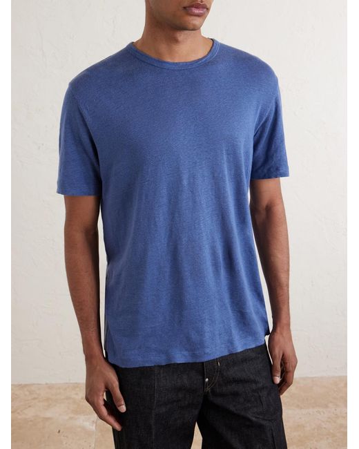 Hartford Blue Linen-Jersey T-Shirt for men
