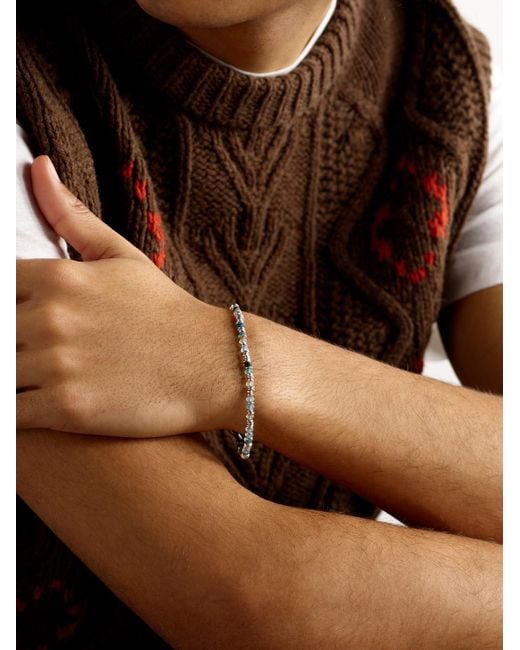 M. Cohen Black Pilla Sterling Glass Beaded Bracelet for men