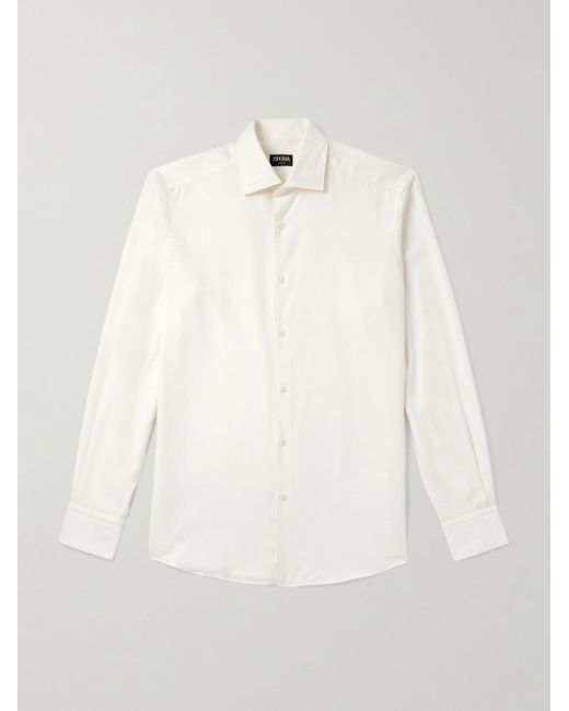 Zegna Natural Cotton And Cashmere-Blend Twill Shirt for men