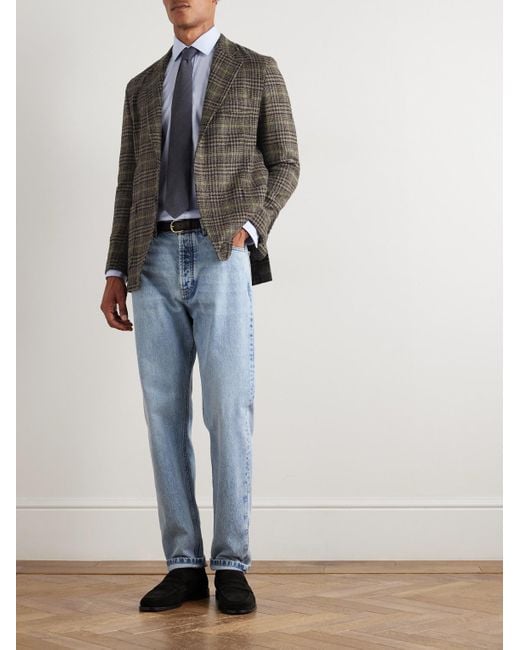 Prince Of Wales Checked Wool Blazer di Rubinacci in Brown da Uomo