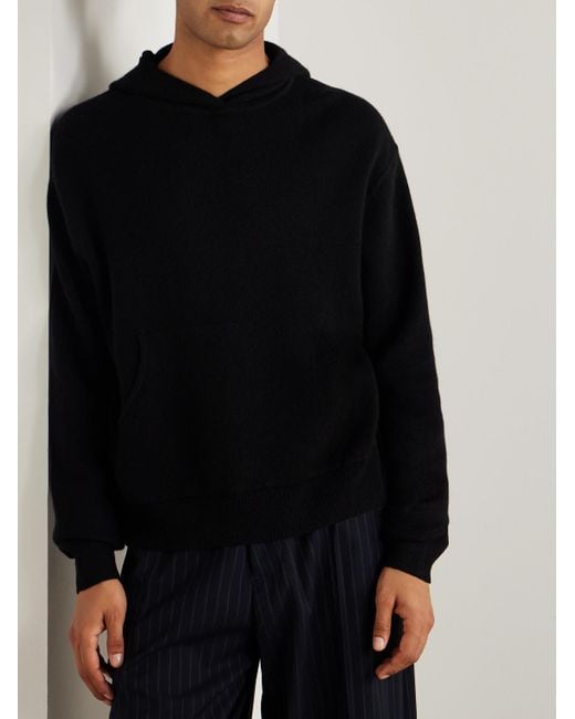 Acne Black Logo-Appliquéd Cashmere-Blend Hoodie for men