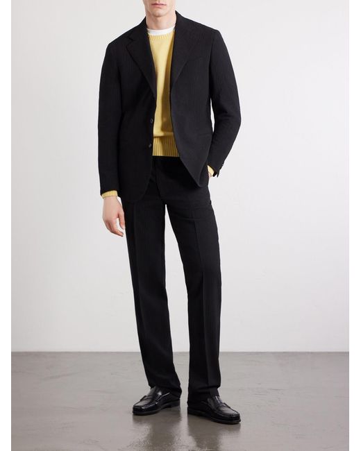 J. Mueser Blue Waverly Straight-Leg Wool Seersucker Suit Trousers for men
