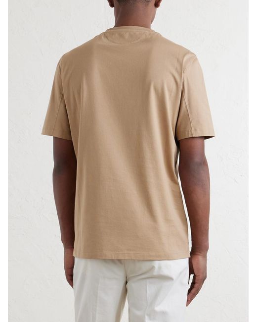 Brunello Cucinelli Natural Logo-Print Cotton-Jersey T-Shirt for men