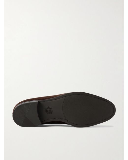 Edward Green Brown Piccadilly Suede Penny Loafers for men