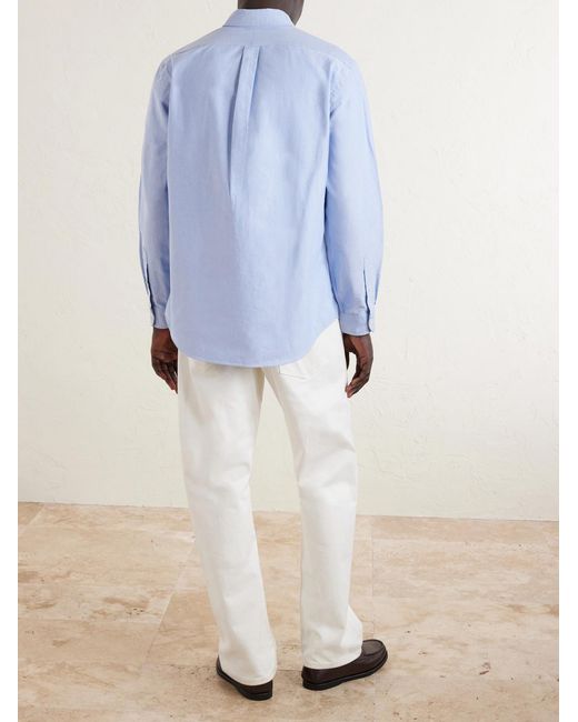 Polo Ralph Lauren Blue Button-down Collar Logo-embroidered Cotton Oxford Shirt for men