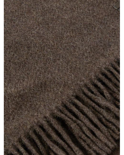 Zegna Brown Oasi Fringed Cashmere Scarf for men