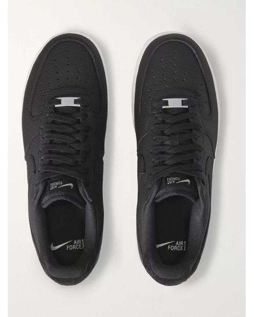 Nike Air Force 1 07 Suede-trimmed Leather Sneakers in Black for Men | Lyst  UK