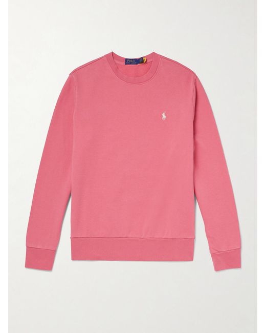 Polo Ralph Lauren Pink Logo-Embroidered Cotton-Jersey Sweatshirt for men