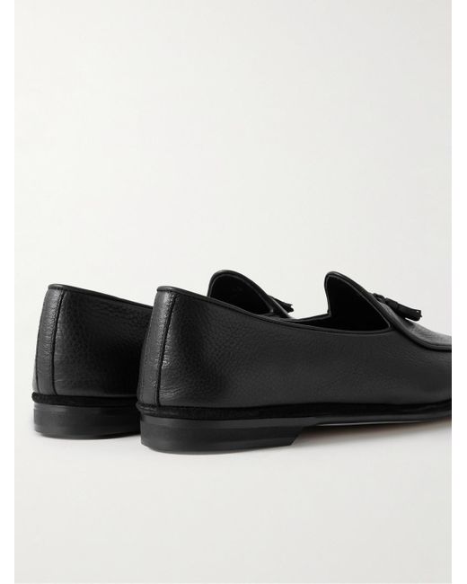 Rubinacci Black Marphy Leather-trimmed Suede Tasselled Loafers for men