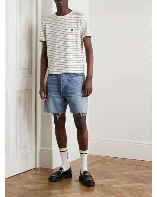 Céline Natural Triomphe Logo-embroidered Striped Cotton-jersey T-shirt for men