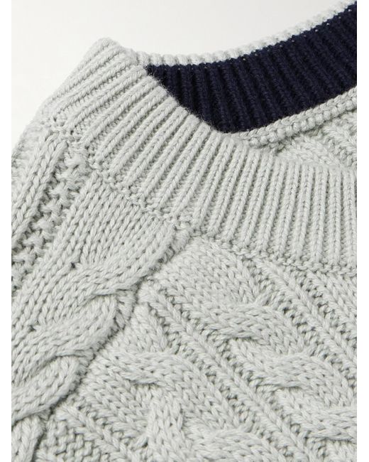 Paul Smith White Cable-knit Cotton And Cashmere-blend Sweater for men