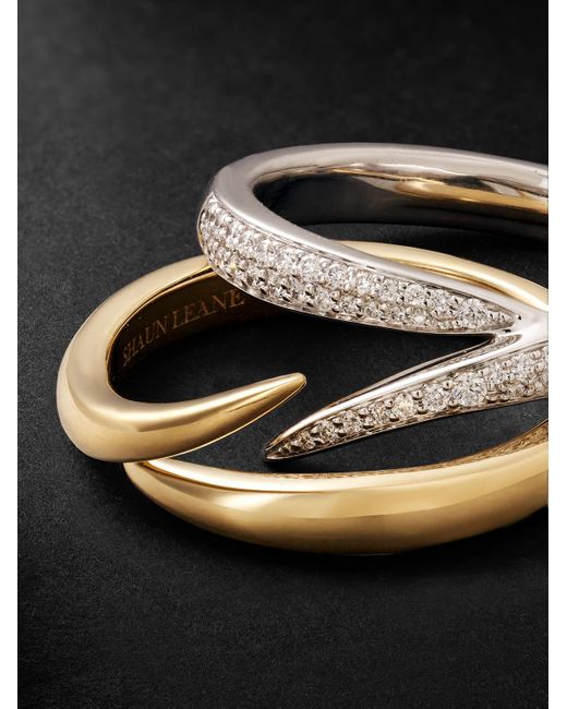 Shaun Leane Black Interlocking Duo 18-karat White And Yellow Gold Diamond Ring for men
