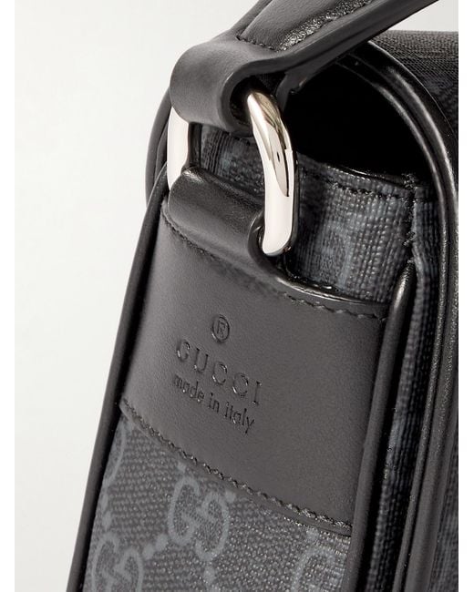 Gucci Black Ophidia Mini Leather-trimmed Monogrammed Coated-canvas Messenger Bag for men