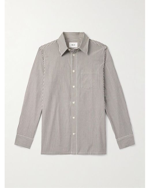 Colby 50009 Striped Organic Cotton-Poplin Shirt di NN07 in Gray da Uomo