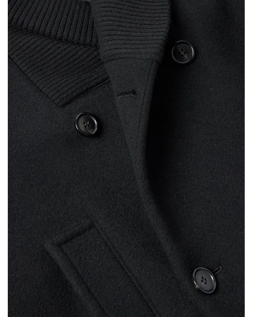 Loewe Black Double-Breasted Shawl-Collar Wool Peacoat for men