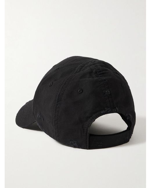 Balenciaga Black Cargo Distressed Logo-embroidered Cotton-ripstop Baseball Cap