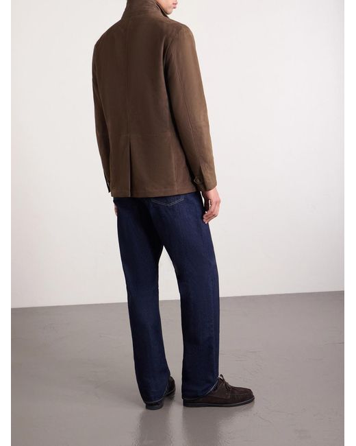 Canali Brown Bruma Layered Suede Jacket for men