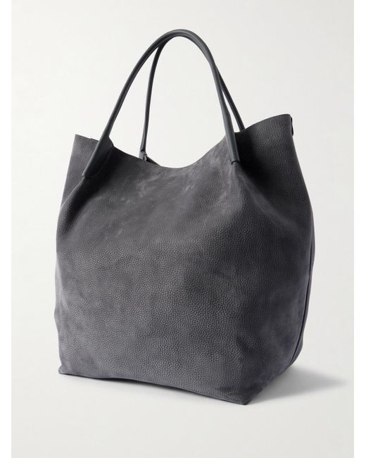 Loro Piana Gray Bale Extra-Large Leather-Trimmed Full-Grain Nubuck Tote Bag for men