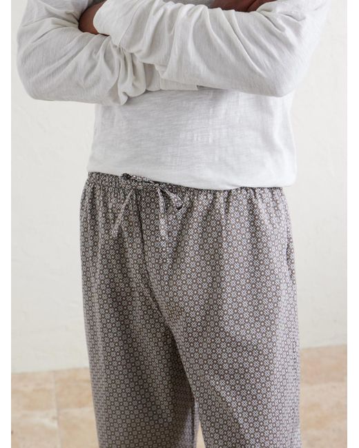 Derek Rose Gray Ledbury 96 Printed Cotton-Poplin Pyjama Trousers for men
