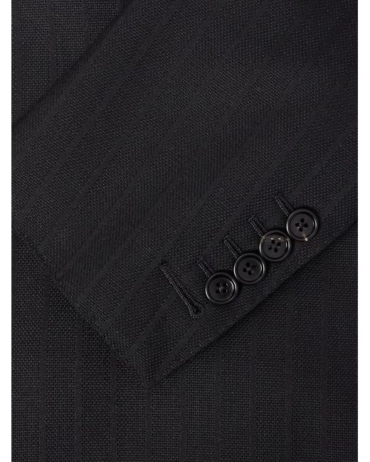 Tom Ford Black Double-breasted Pinstriped Wool Suit Jacket for men
