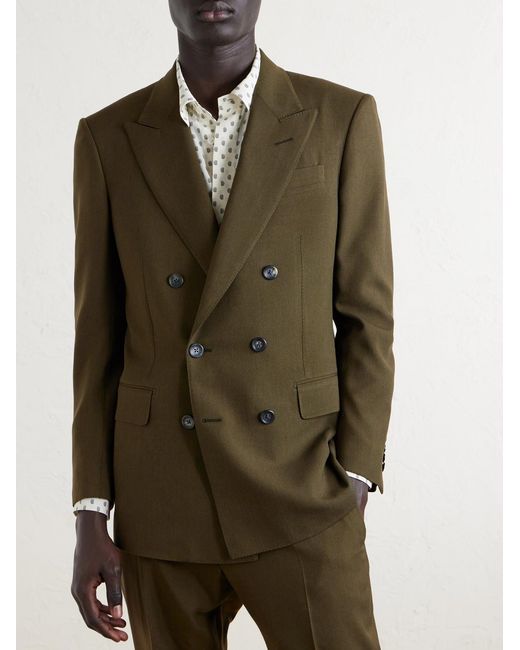 Tom Ford Black Slim-Fit Double-Breasted Wool, Cashmere And Silk-Blend Blazer for men