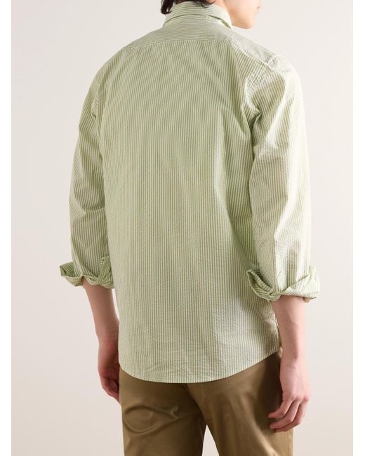 Camicia in cotone a righe con collo button-down di Richard James in White da Uomo