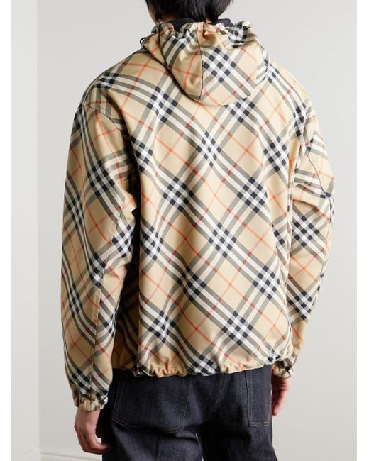 Burberry Natural Reversible Checked Twill And Shell Hooded Jacket for men