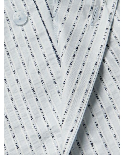 Pigiama in popeline di cotone mercerizzato a righe con logo jacquard Carl di Hanro in White da Uomo