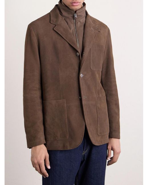 Canali Brown Bruma Layered Suede Jacket for men
