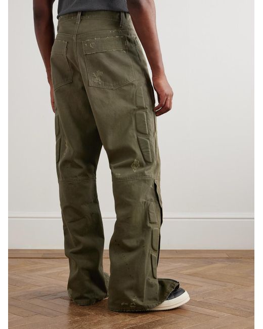 Satoshi Nakamoto Green Enduro Straight-Leg Padded Distressed Jeans for men