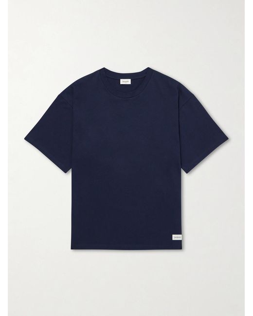 Saint Laurent Blue Logo-appliquéd Cotton And Modal-blend Jersey T-shirt for men
