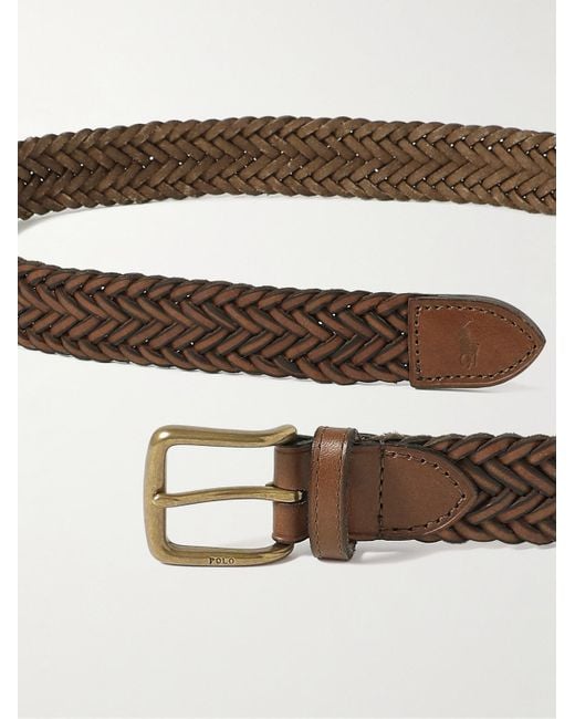 Polo Ralph Lauren Brown 3cm Braided Leather Belt for men