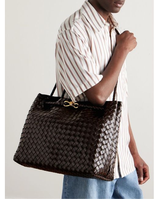 Bottega Veneta Black Andiamo Large Intrecciato Leather Tote Bag for men