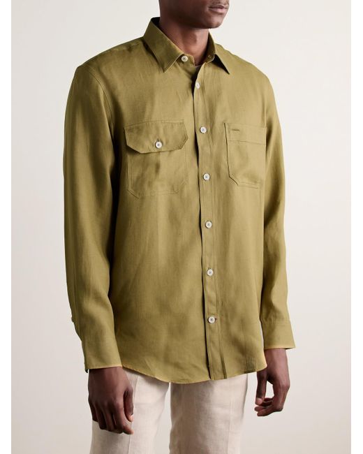 James Purdey & Sons Green Linen Shirt for men