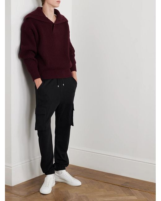 Balmain Black Print Cargo Sweatpants for men