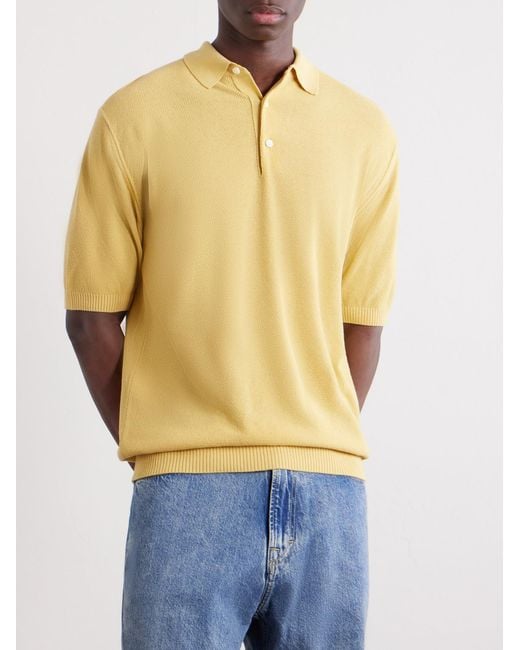 Beams Plus Yellow Cotton-Blend Piqué Polo Shirt for men