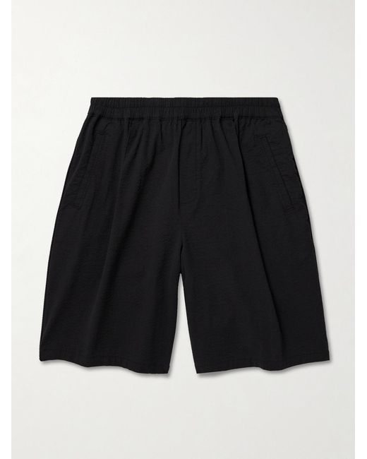 Folk Black Assembly Wide-Leg Cotton-Blend Seersucker Shorts for men
