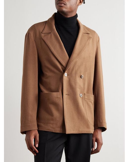 STÒFFA Brown Double-Breasted Camel Hair Blazer for men