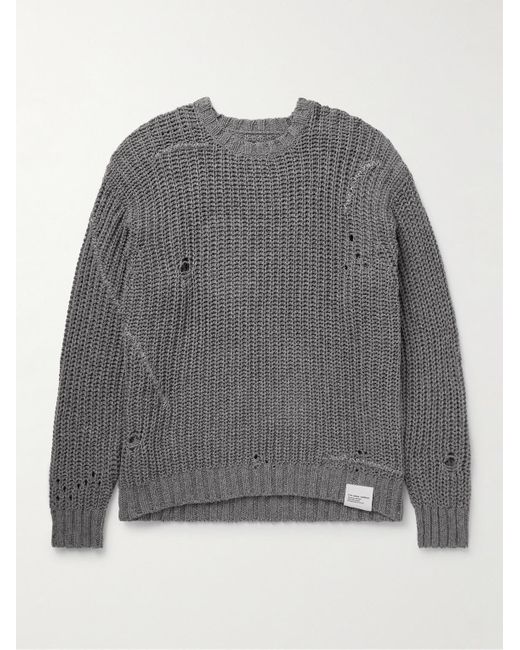 Neighborhood Savage Pullover aus einer Baumwollmischung mit Logoapplikation in Distressed-Optik in Gray für Herren
