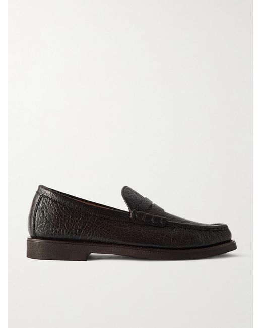 Officine Creative Black Balfron Flexi 001 Full-Grain Deerskin Penny Loafers for men