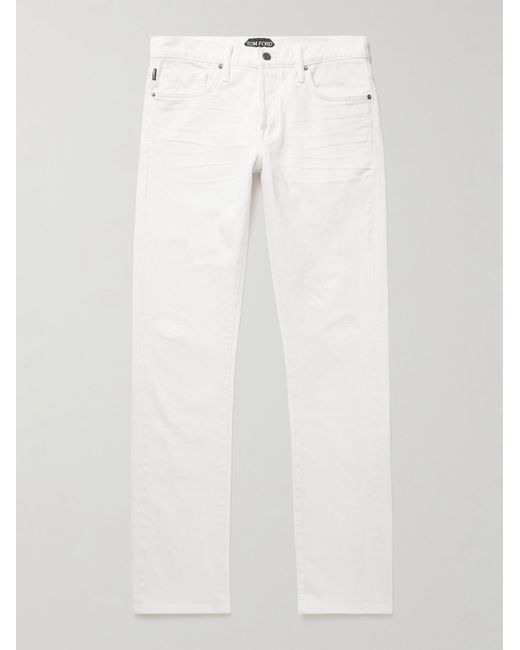 Tom Ford White Slim-Fit Straight-Leg Selvedge Jeans for men