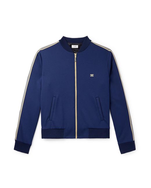 Céline Blue Striped Logo-Embroidered Jersey Track Jacket for men
