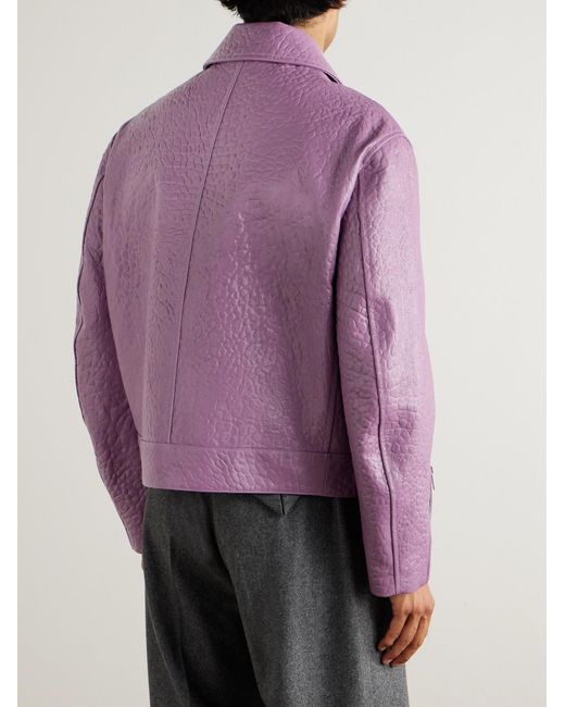 Jil Sander Pink Pebble-Grain Leather Jacket for men