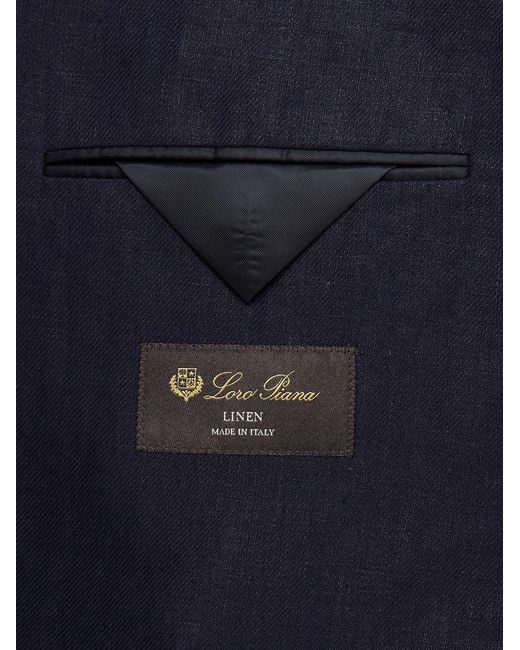 Loro Piana Blue Linen Suit Jacket for men