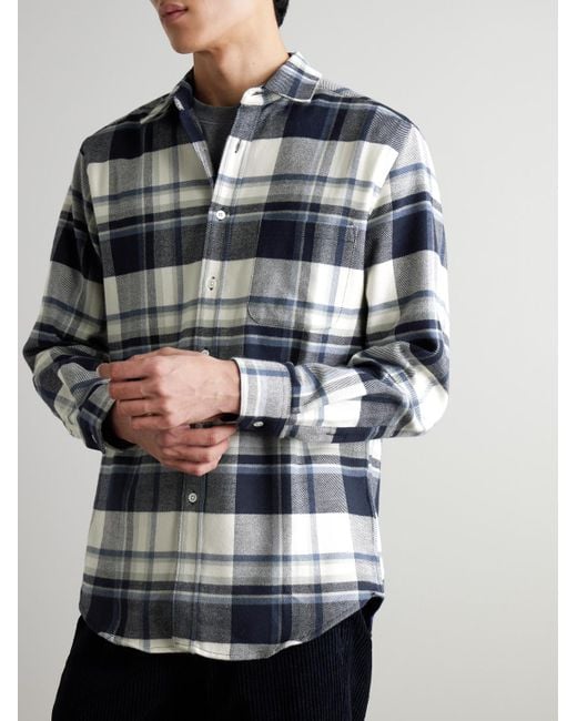 Portuguese Flannel Blue Beck Checked Organic Cotton Shirt for men