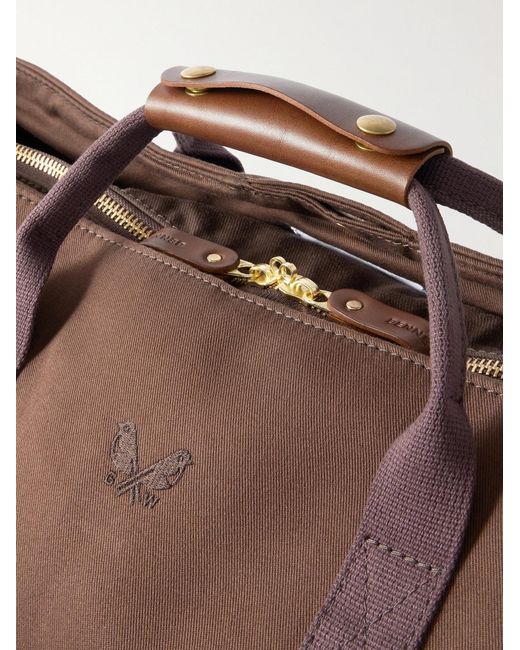 Bennett Winch Brown Logo-embroidered Leather-trimmed Cotton-twill Suit Carrier And Holdall for men