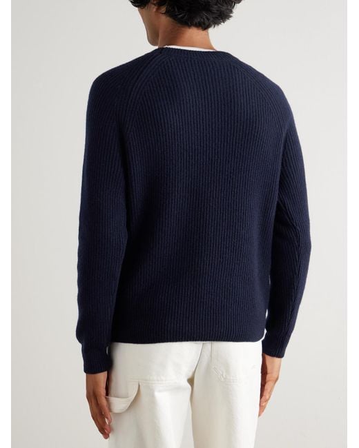 Incotex Zanone Ribbed Virgin Wool Sweater di Slowear in Blue da Uomo